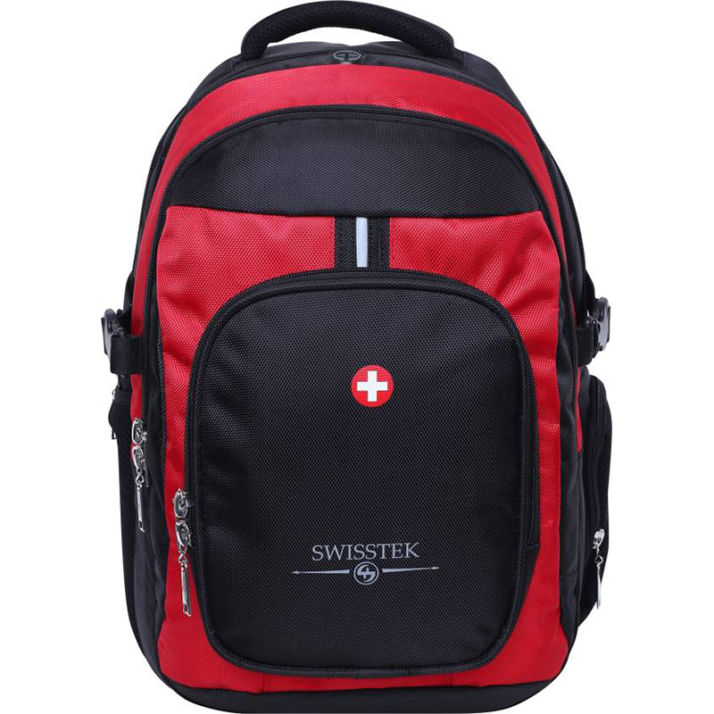 Swisstek Laptop Back Pack 25 L Laptop Backpack (Black, Red)
