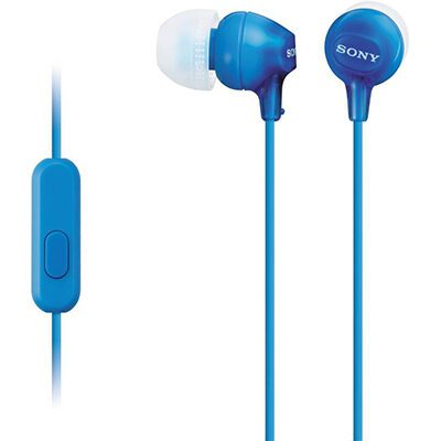 Sony MDR-EX15AP Wired Headset with Mic (Blue, In the Ear)