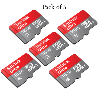 sandisk 16gb a1 memory card pack of 5
