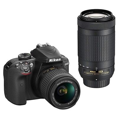 Nikon D3400 Digital Camera Kit (Black) with Lens AF-P DX Nikkor 18-55mm, 70-300mm