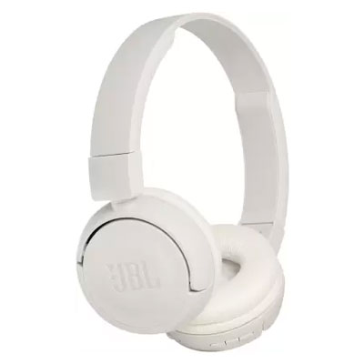 JBL T450BT Extra Bass Bluetooth Headset with Mic (White, On the Ear)