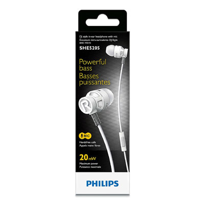 Philips SHE5205WT/00 Headphones with Mic (White)