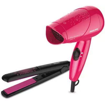 Philips HP 8643-46 Hair Straightener + Hair Dryer (pink)