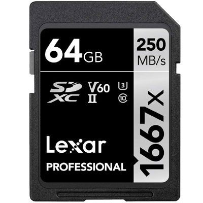 Lexar Professional 1667x 64GB SDXC UHS-II/U3 Card (LSD64GCBNA1667)  