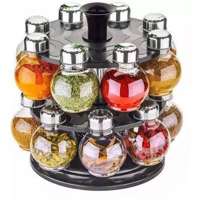 Solomon 360 Revolving Spice Rack ( Transparent) Masala Container 1 Piece Spice Set  