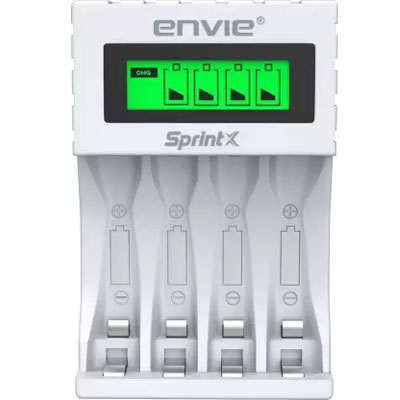 ENVIE Ultra Fast Charger ECR 11 MC | For AA & AAA Ni-mh Rechargeable Batteries | With LCD Display | 2000MA output current| Compatible with Power Banks | Car Charger | Laptop | Travel Adapter (White)  