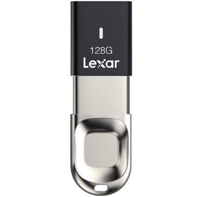 Lexar 128GB USB 3.0 Flash Drive F35 with Fingerprint , Black/Silver  