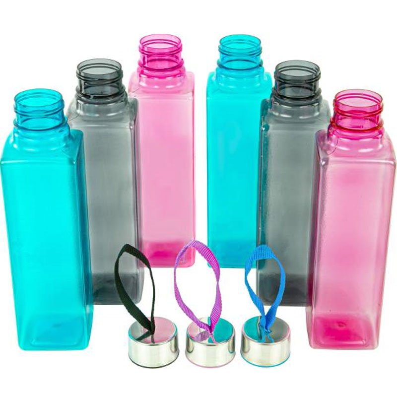 Solomon Square Plastic Water Bottle for Fridge (Multicolor) Pack of 6