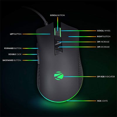 ZEBRONICS Phobos Premium Wired Optical Gaming Mouse (USB 3.0, Black)  