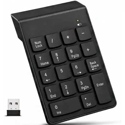 Scalebee Mini Numeric Keypad 2.4GHz Wireless 18 Keys Pad for PC Desktop Notebook Wireless Laptop Keyboard