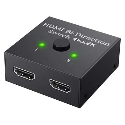 HDMI Switch Splitter, 2 Port Bi-Directional Manual HDMI Switch
